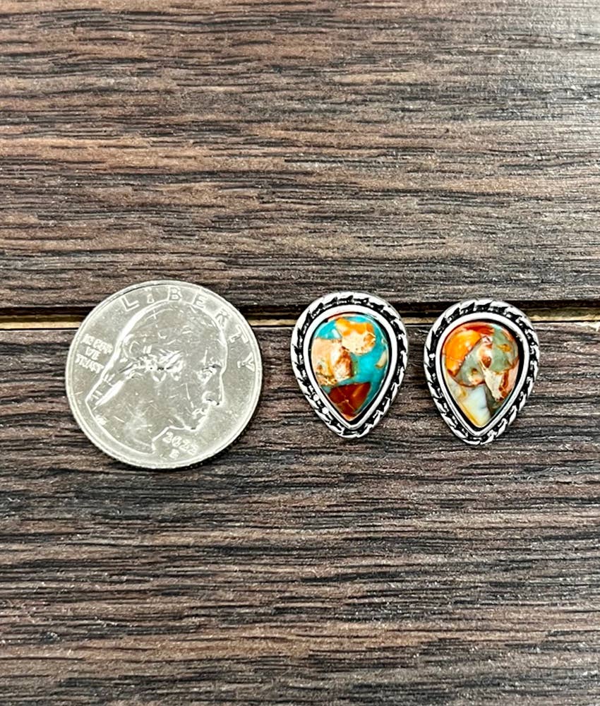 Drop Gemstone Stud Earrings