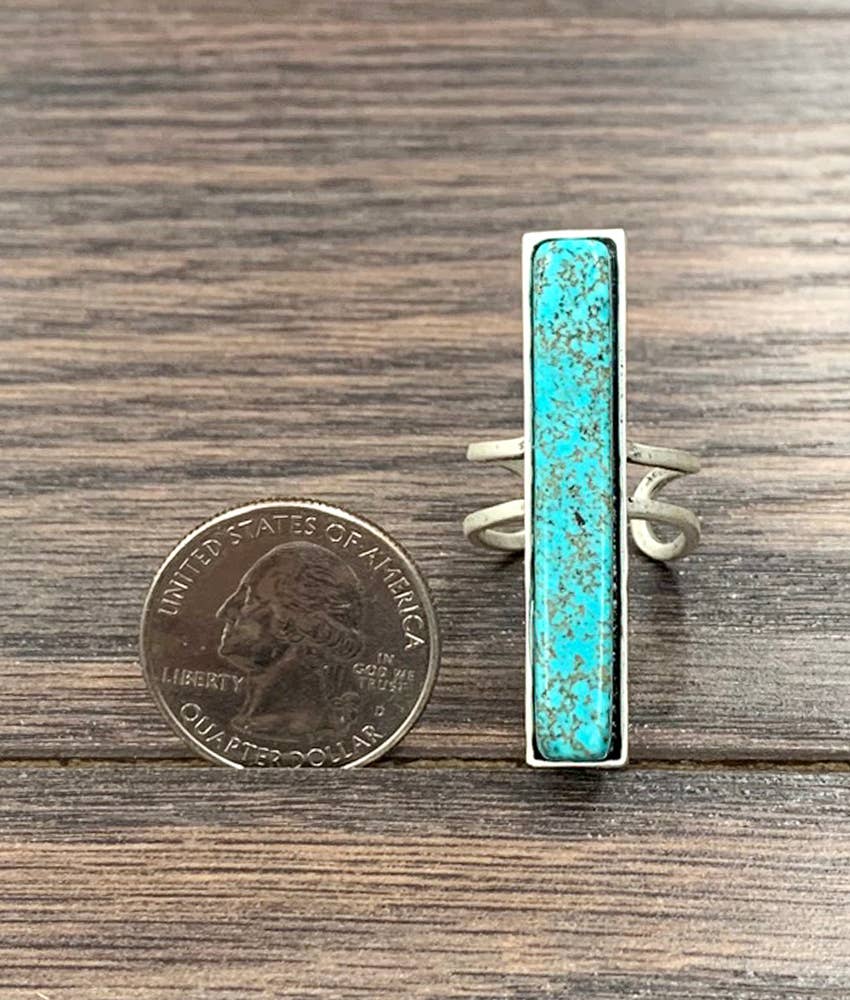 750338, 1.7" Bar Turquoise Adjustable Ring