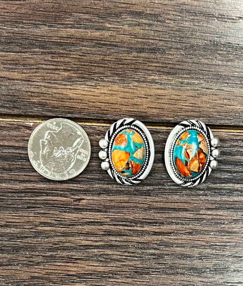 725323, 20mm Oval Gemstone Stud Earrings