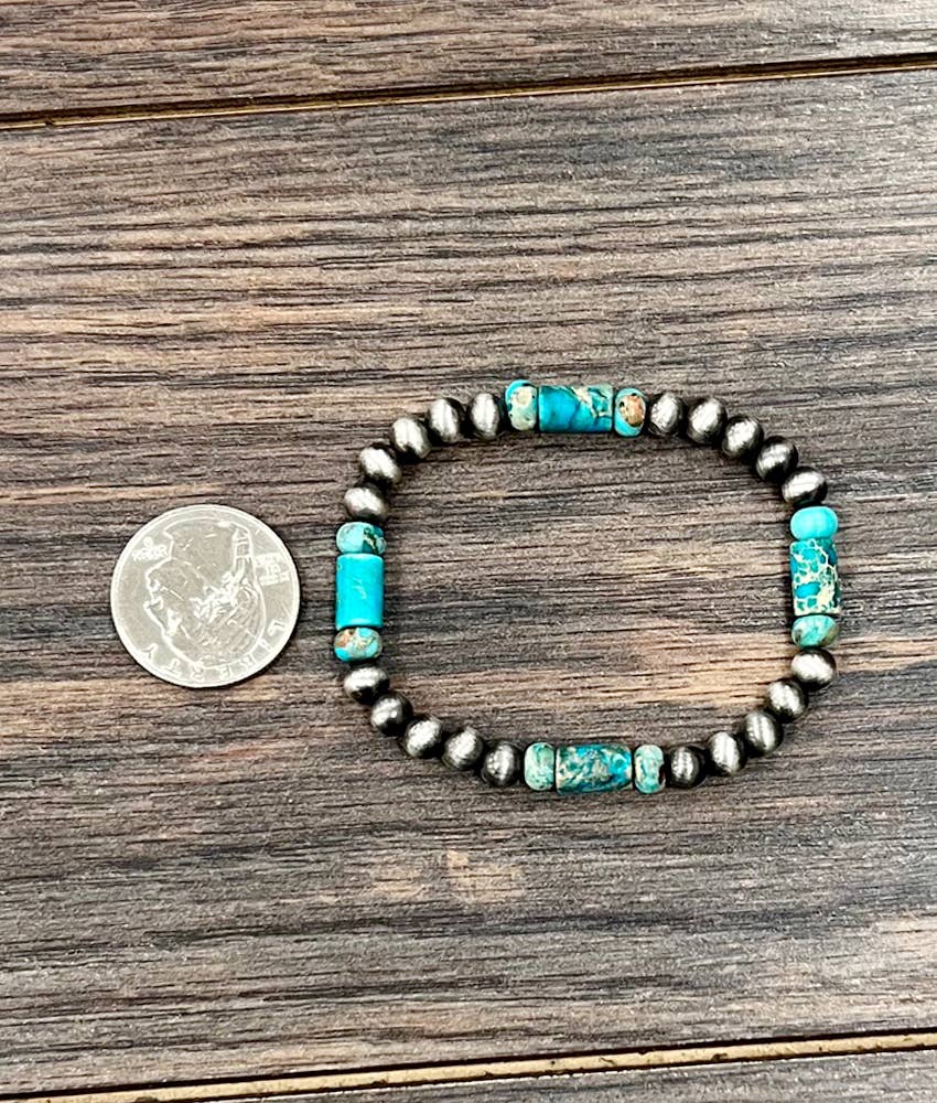 711605, Handmade Navajo Gemstone Stretch Bracelet