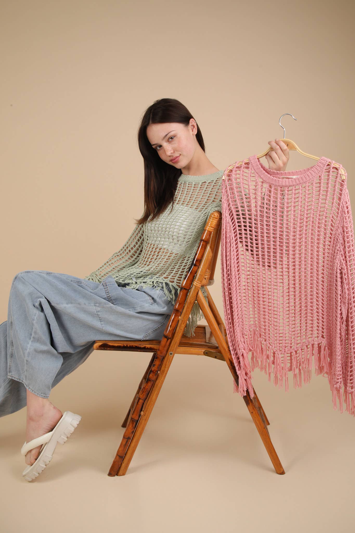 Oversized Net Summer Crochet Knit Sweater Top