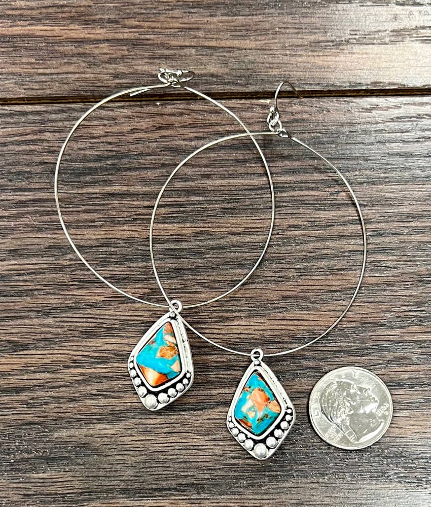 724691, Gemstone, 65mm Hoop Earrings