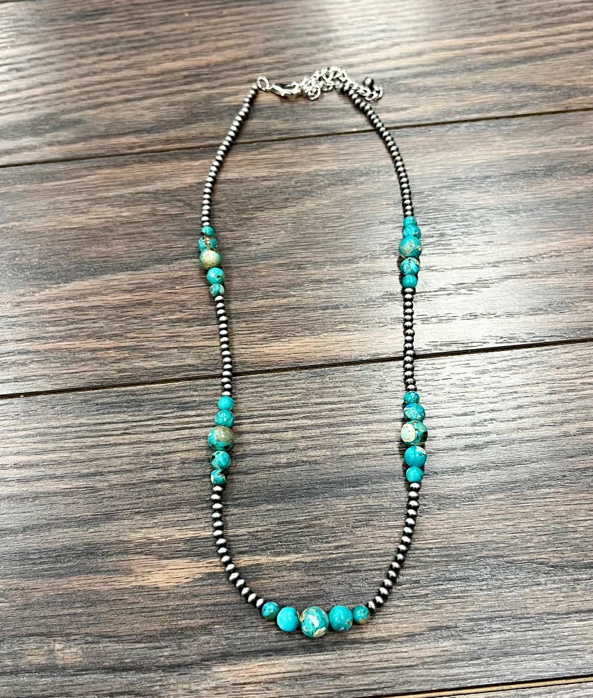 739573, Handmade 22" Clustered Navajo Gemstone Necklace