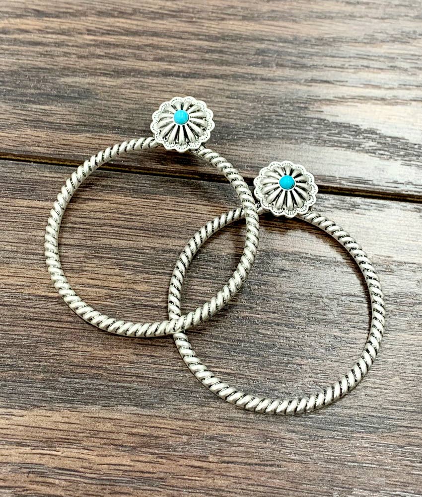 722816, Concho Hoop Stud Earrings