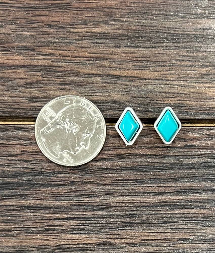 Diamond Turquoise Stud Earrings
