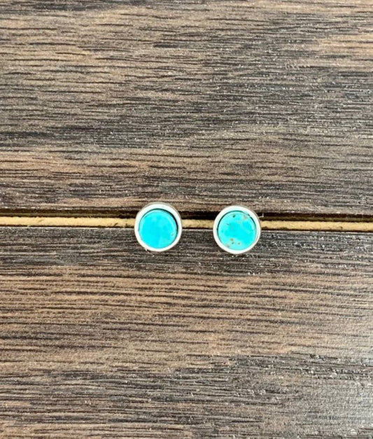 722782, 6mm Round Turquoise Stud Earrings