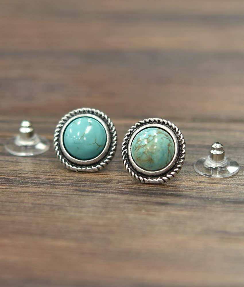 720598, 10mm Round Turquoise Stud Earrings