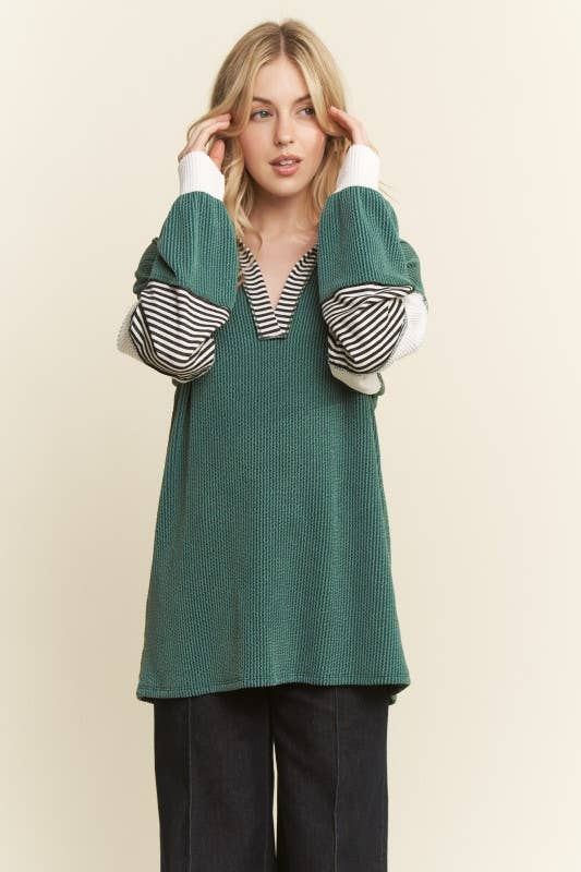 COLOR BLOCK COLLAR URBAN RIB TOP