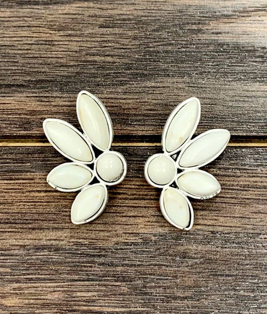722480, White Turquoise Stud Earrings