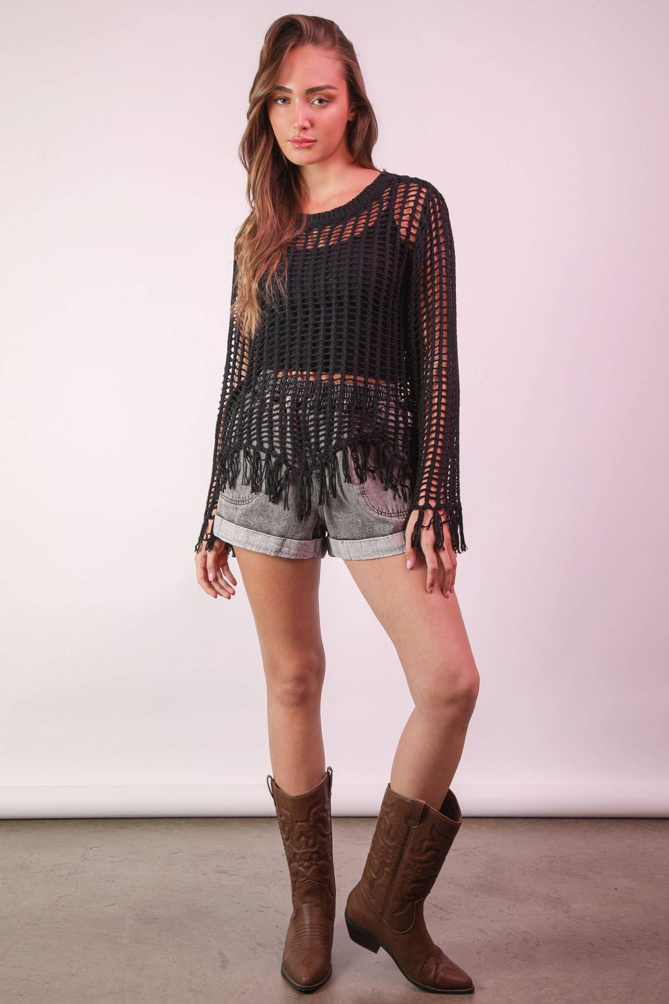 Oversized Net Summer Crochet Knit Sweater Top