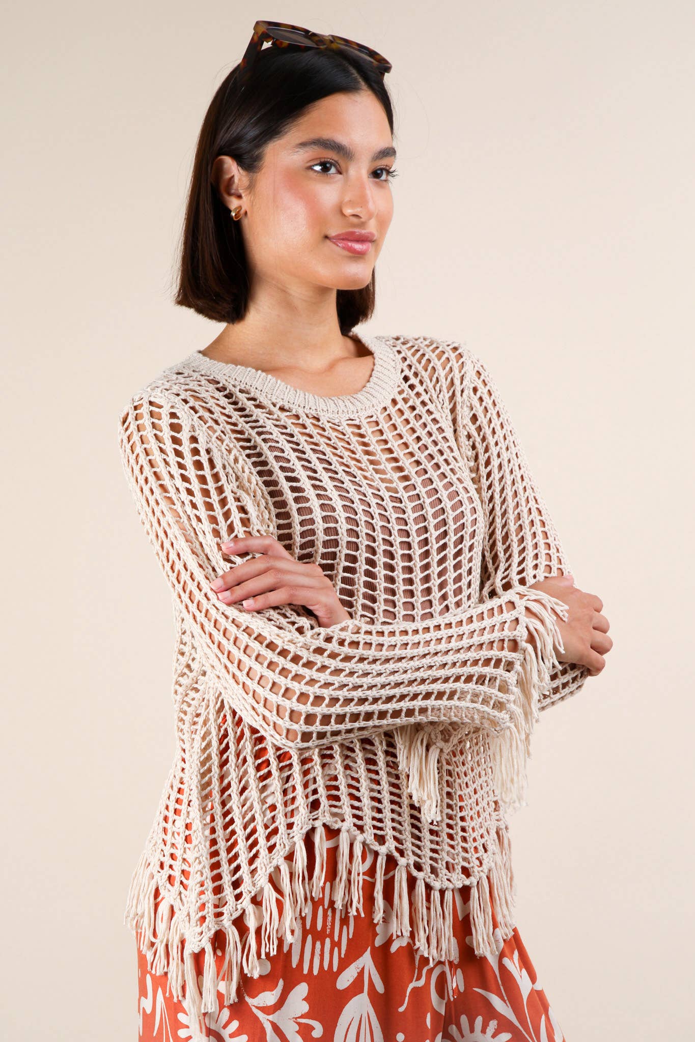 Oversized Net Summer Crochet Knit Sweater Top