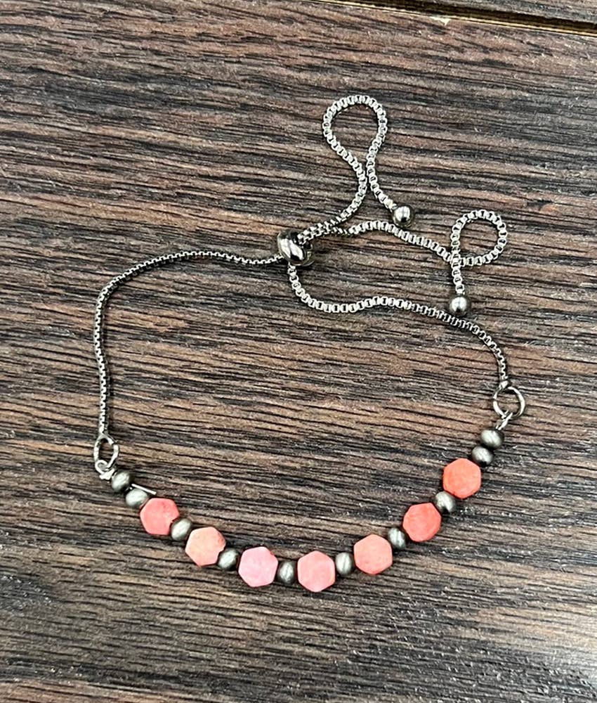 711433, Handmade Hexa Gemstone Adjustable Bracelet