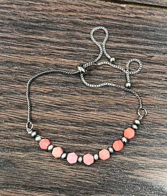 711433, Handmade Hexa Gemstone Adjustable Bracelet