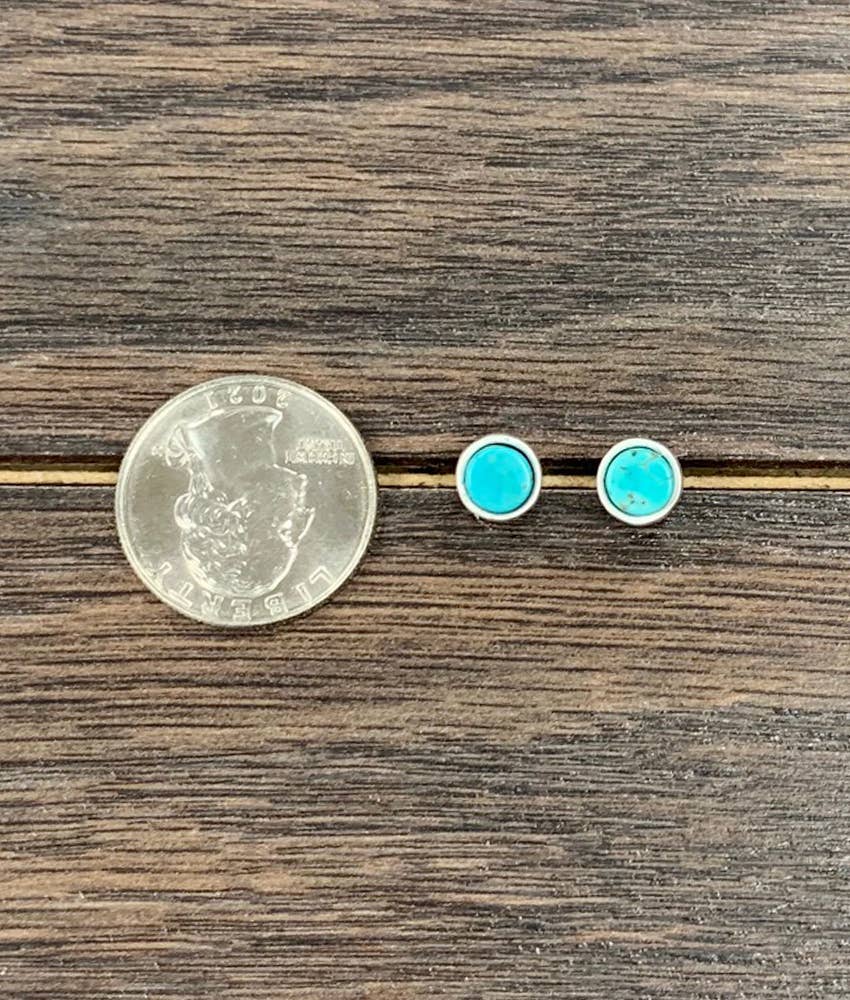 722782, 6mm Round Turquoise Stud Earrings