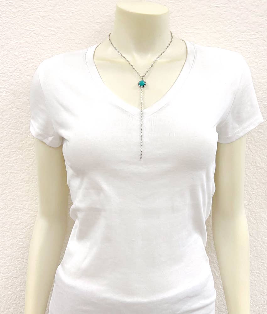 738939, Handmade Round Turquoise Y-Necklace