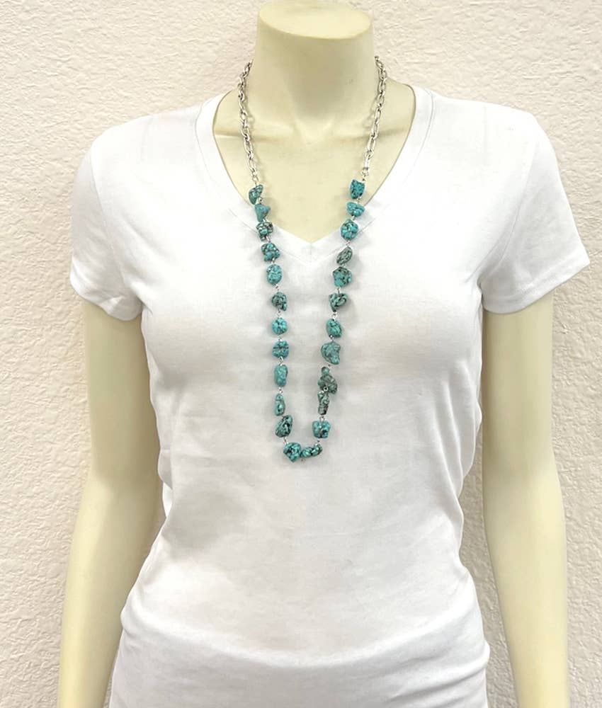 737929, Handmade Turquoise Interlocked Necklace