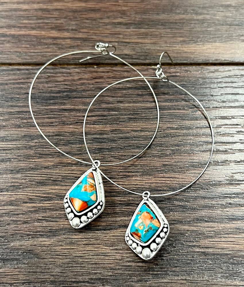 724691, Gemstone, 65mm Hoop Earrings