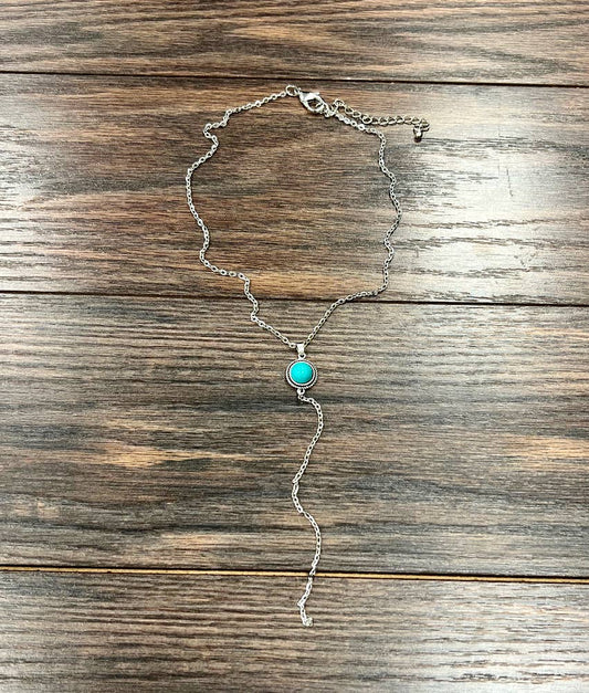 738939, Handmade Round Turquoise Y-Necklace