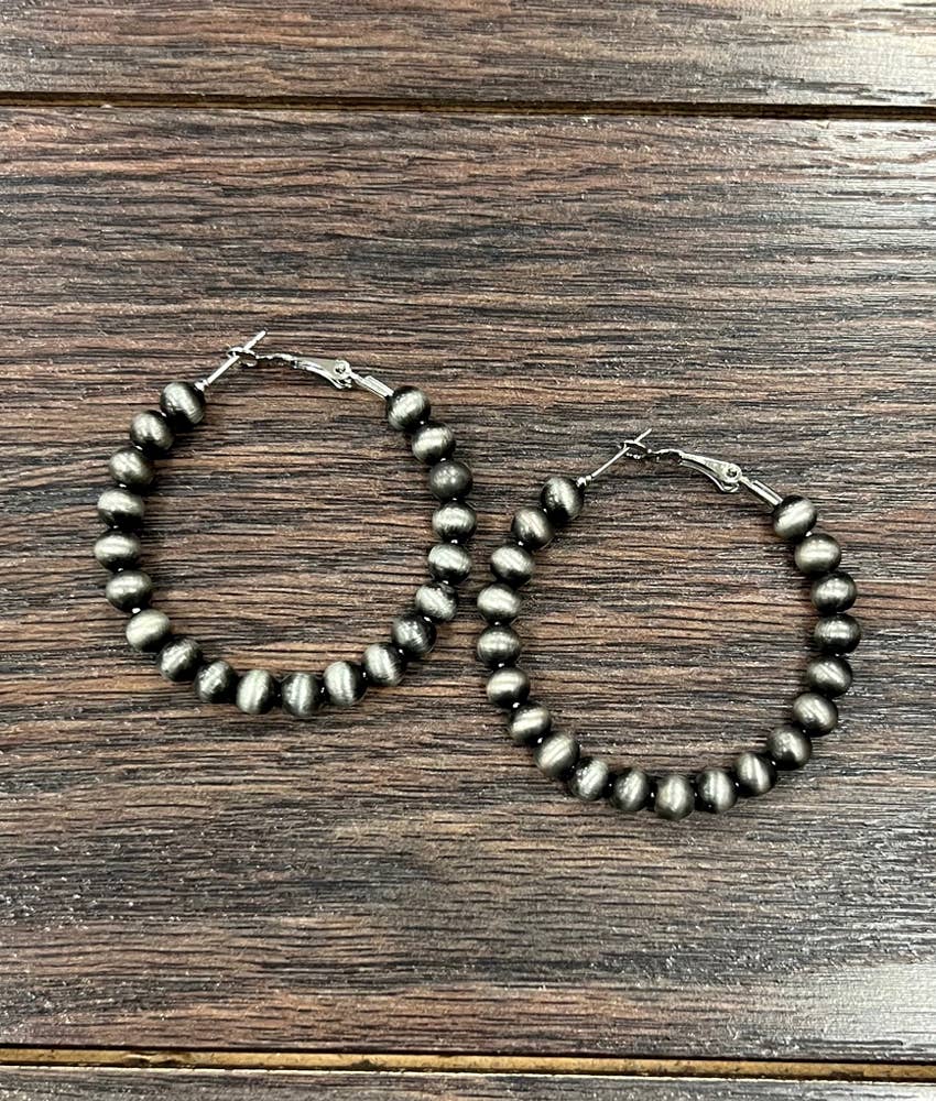 720219, 45mm Hoop, 6mm Navajo Earrings