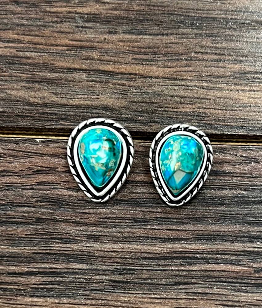 725114, 13mm Drop Gemstone Stud Earrings