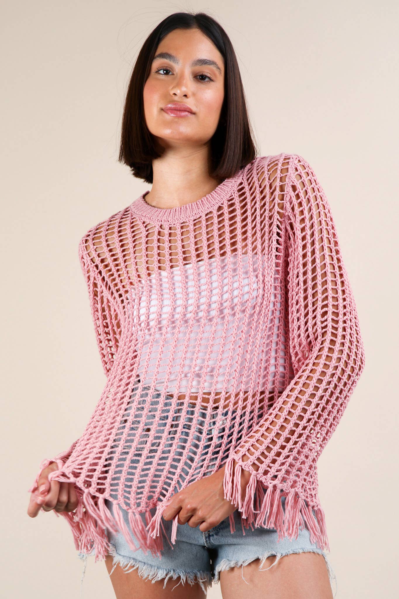 Oversized Net Summer Crochet Knit Sweater Top