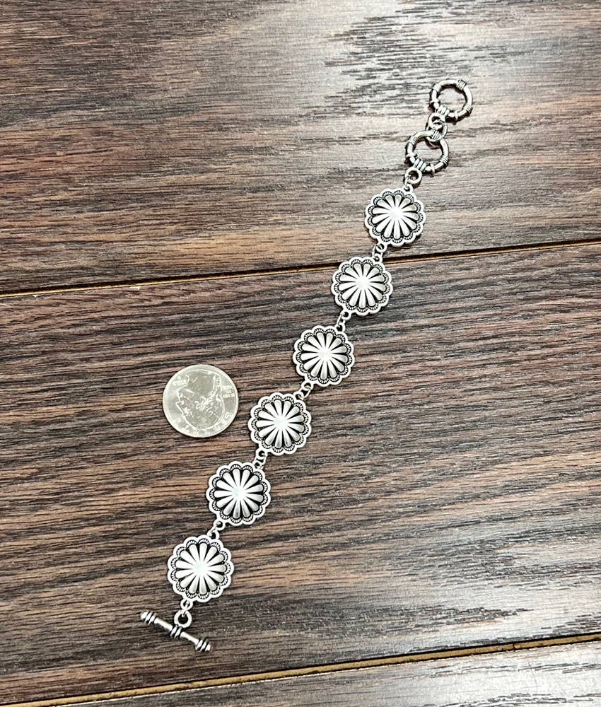711329, Brass Concho Adjustable Bracelet