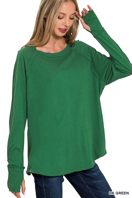 Cotton Raglan Sleeve Thumbhole Top