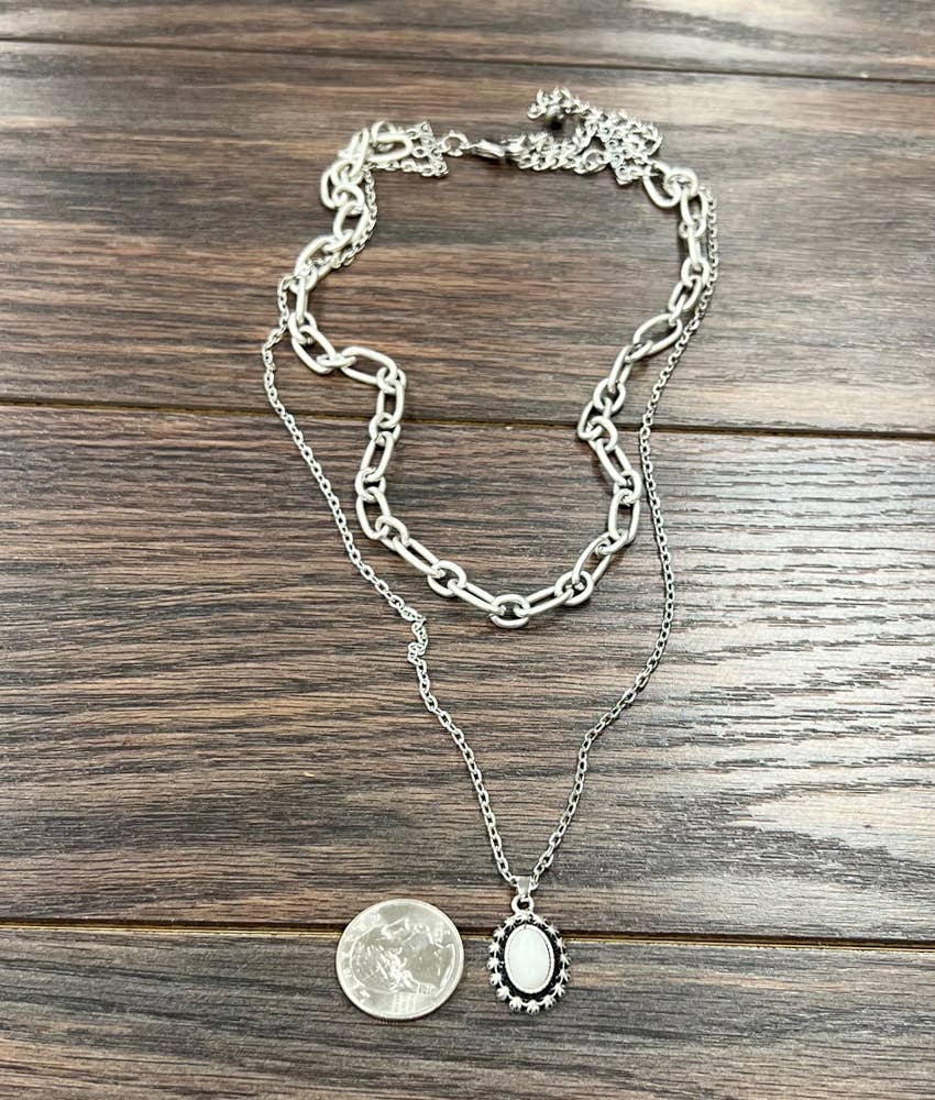 736236, White Turquoise Necklace