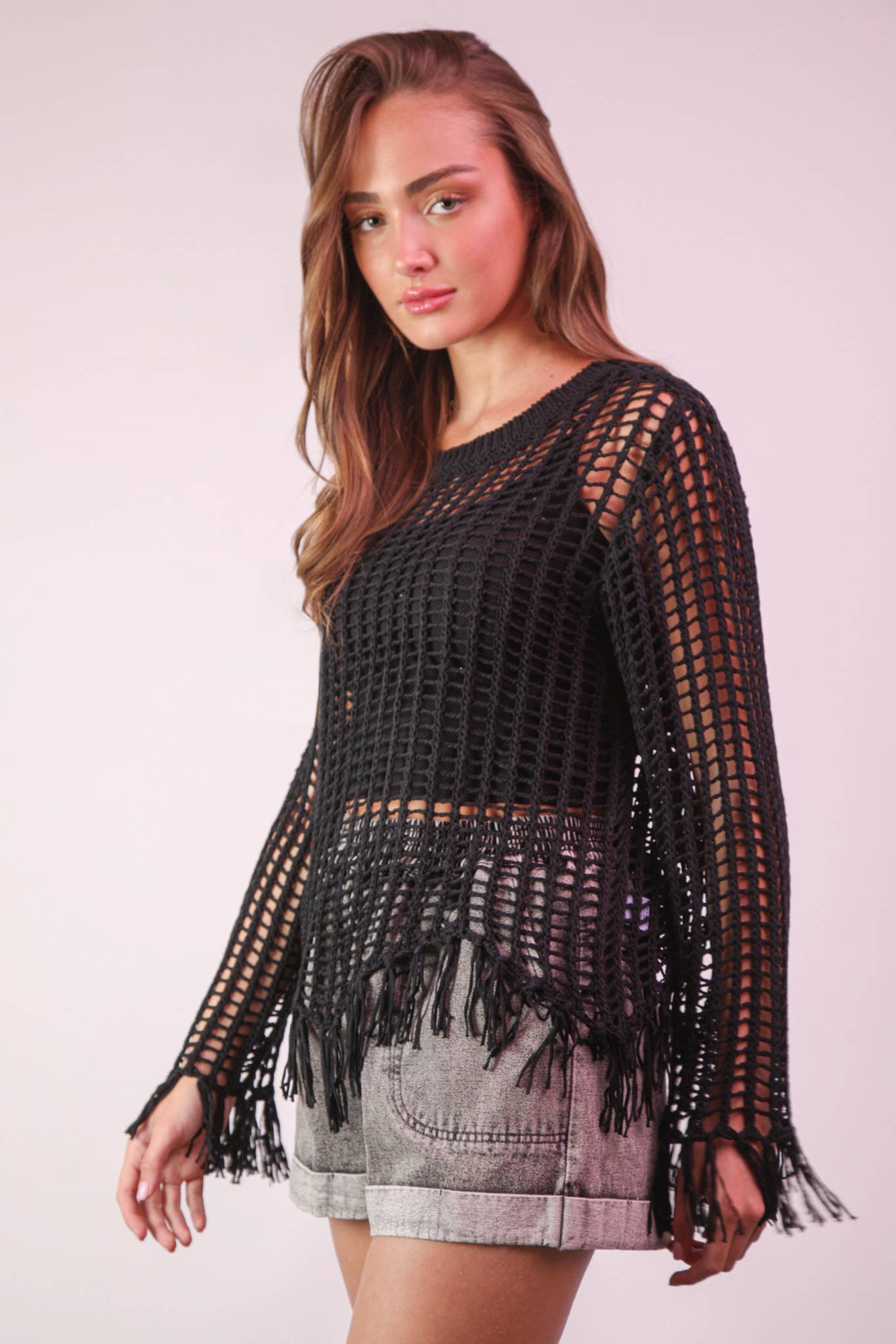 Oversized Net Summer Crochet Knit Sweater Top