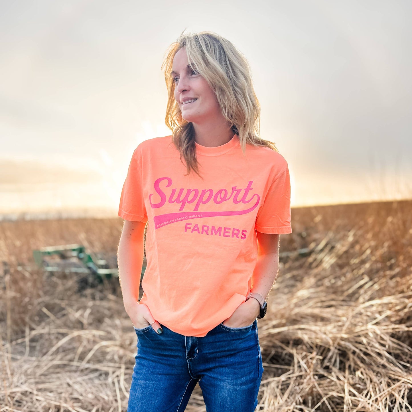Western Neon Support Farmers Banner Graphic Tee