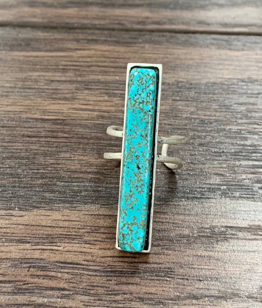 750338, 1.7" Bar Turquoise Adjustable Ring