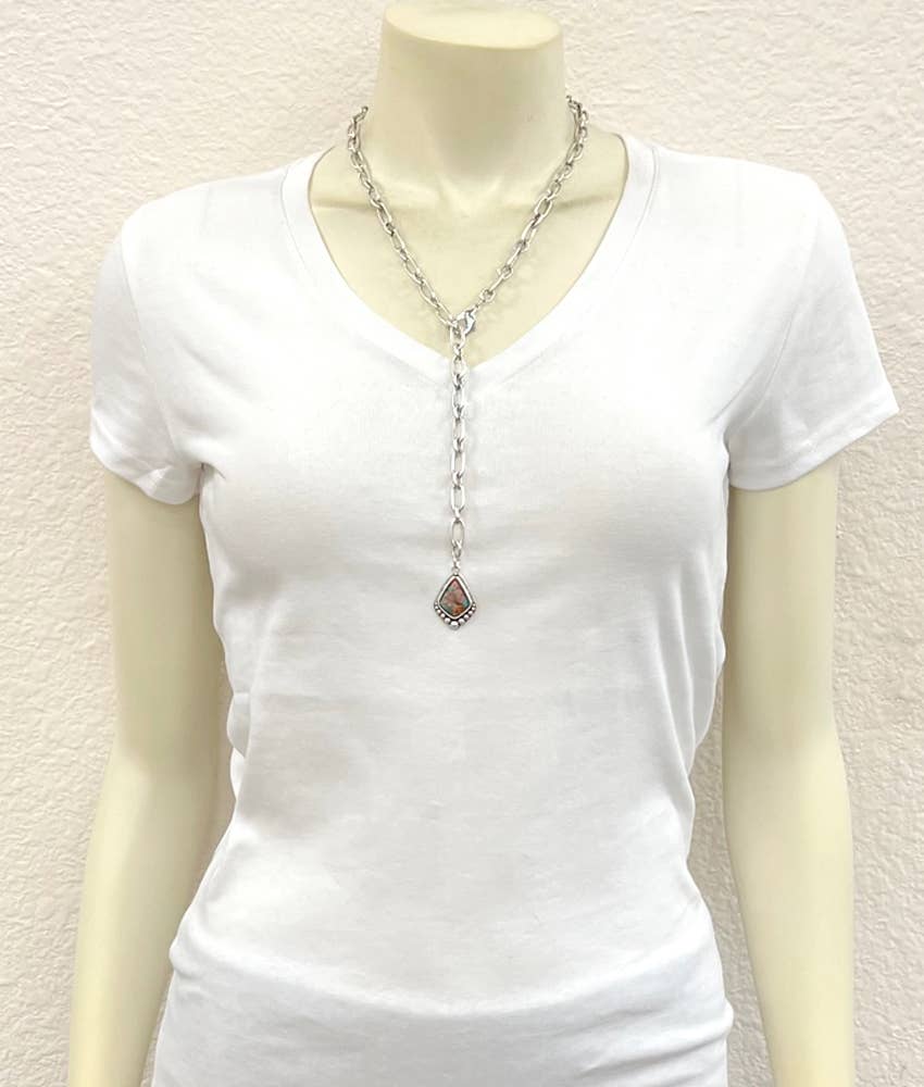 737424, Gemstone Lariat Necklace