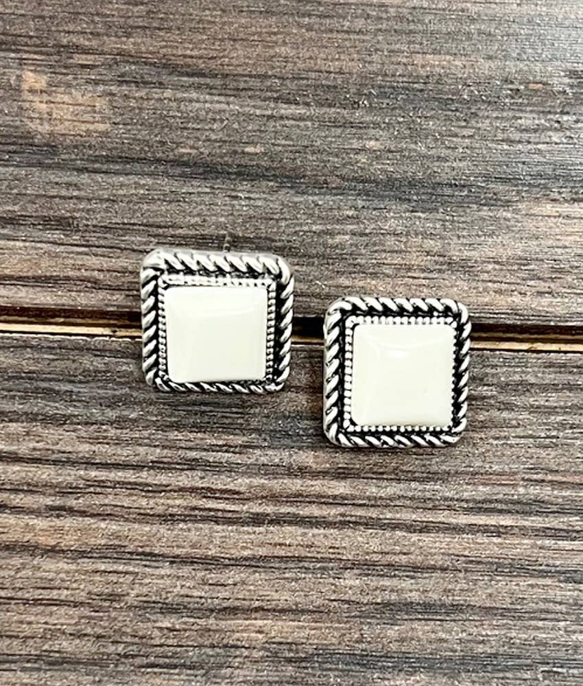 Square Turquoise Stud Earrings