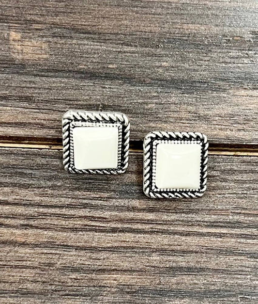 Square Turquoise Stud Earrings