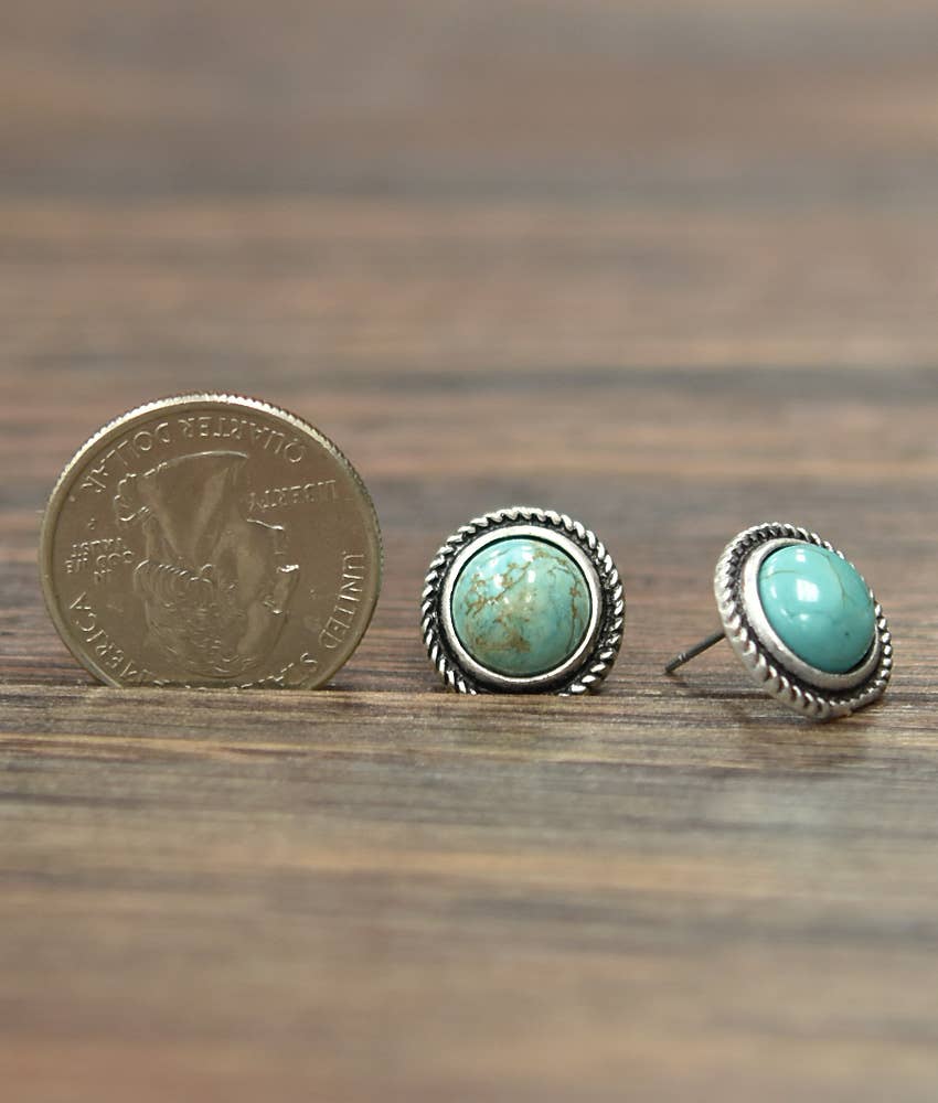 720598, 10mm Round Turquoise Stud Earrings