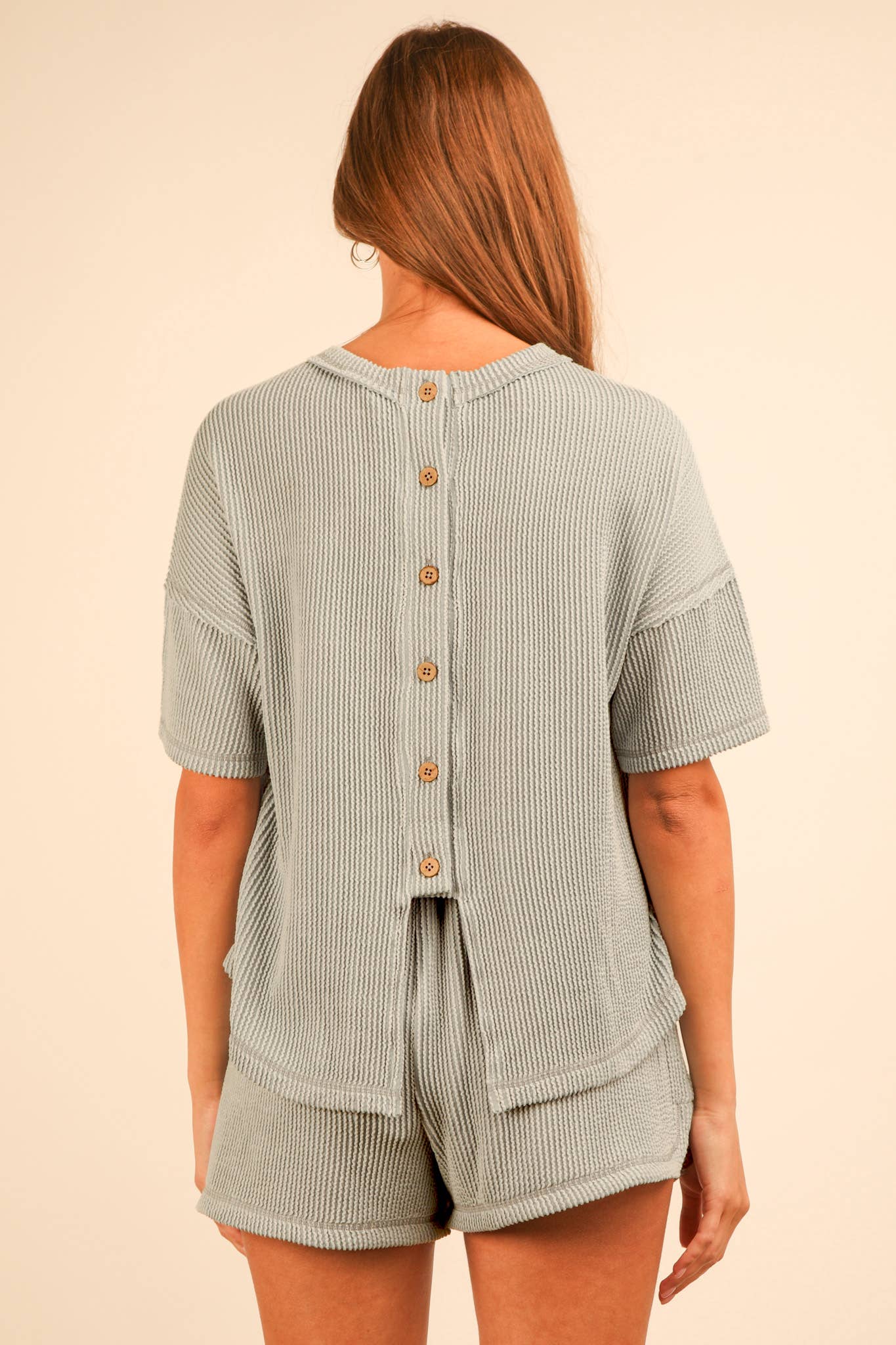 Oversized Two Tone Double Knit Top & Shorts