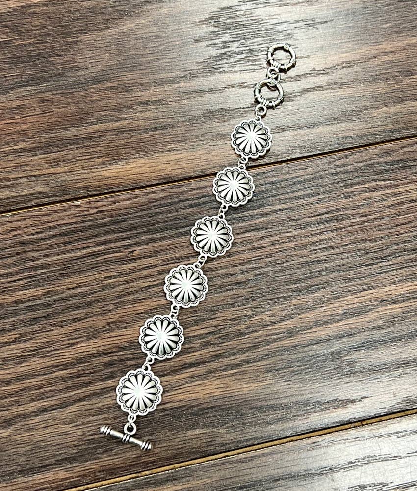 711329, Brass Concho Adjustable Bracelet