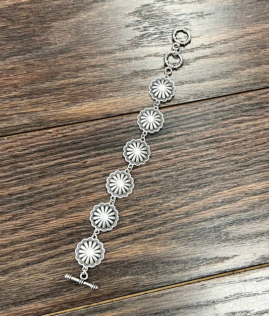 711329, Brass Concho Adjustable Bracelet