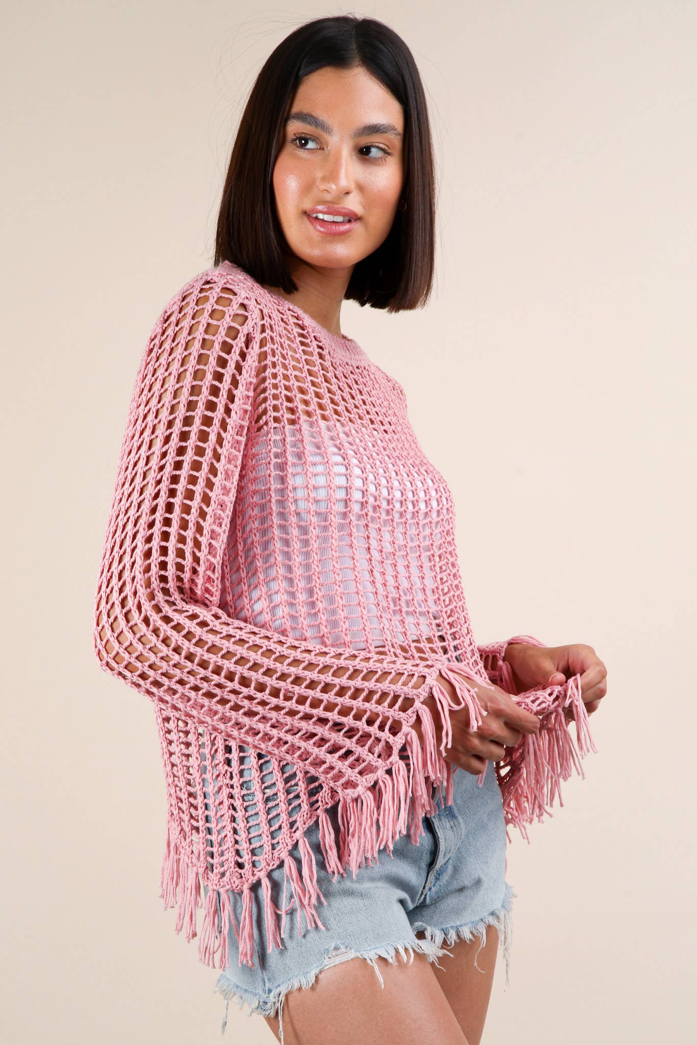Oversized Net Summer Crochet Knit Sweater Top