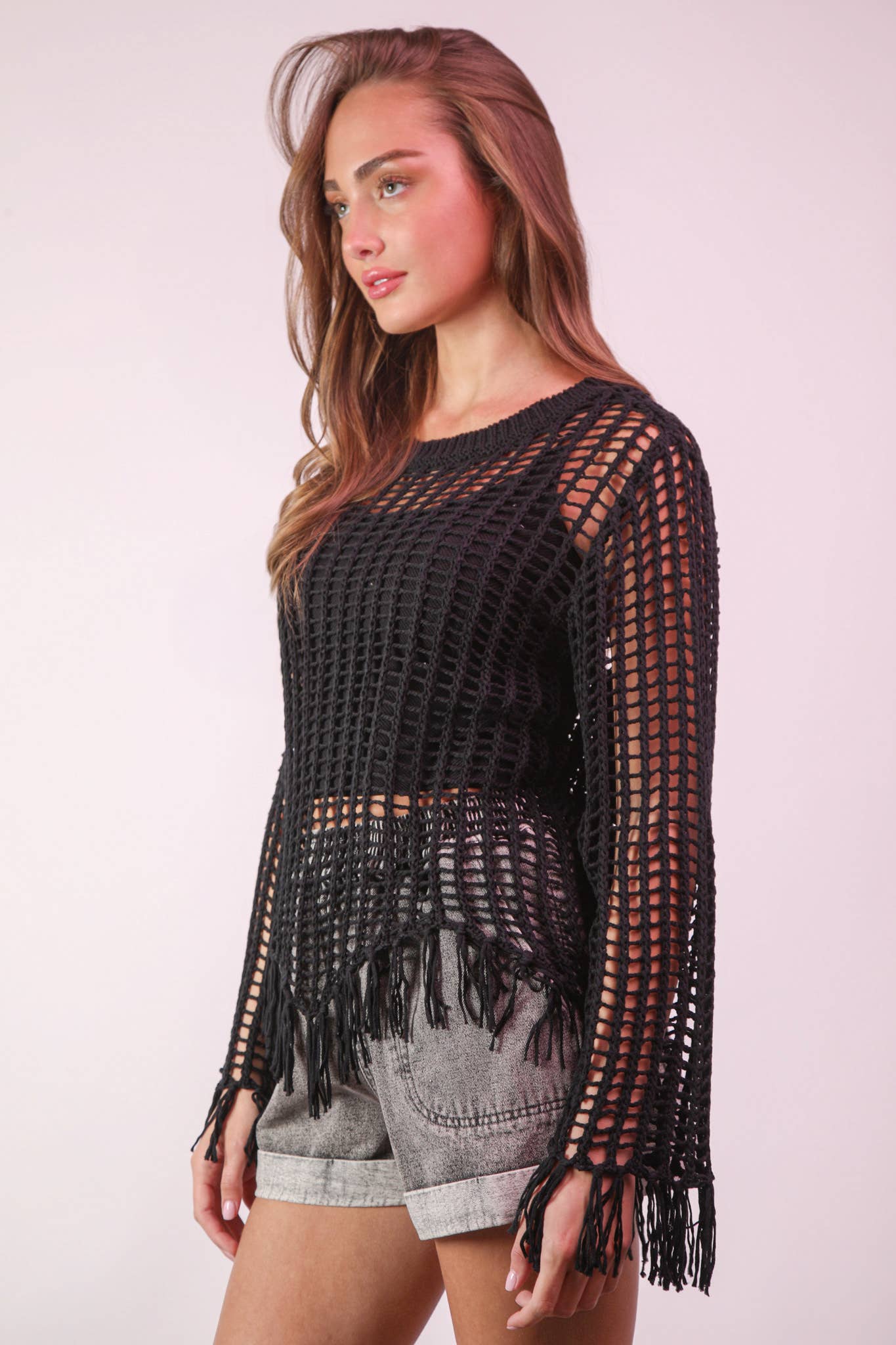 Oversized Net Summer Crochet Knit Sweater Top
