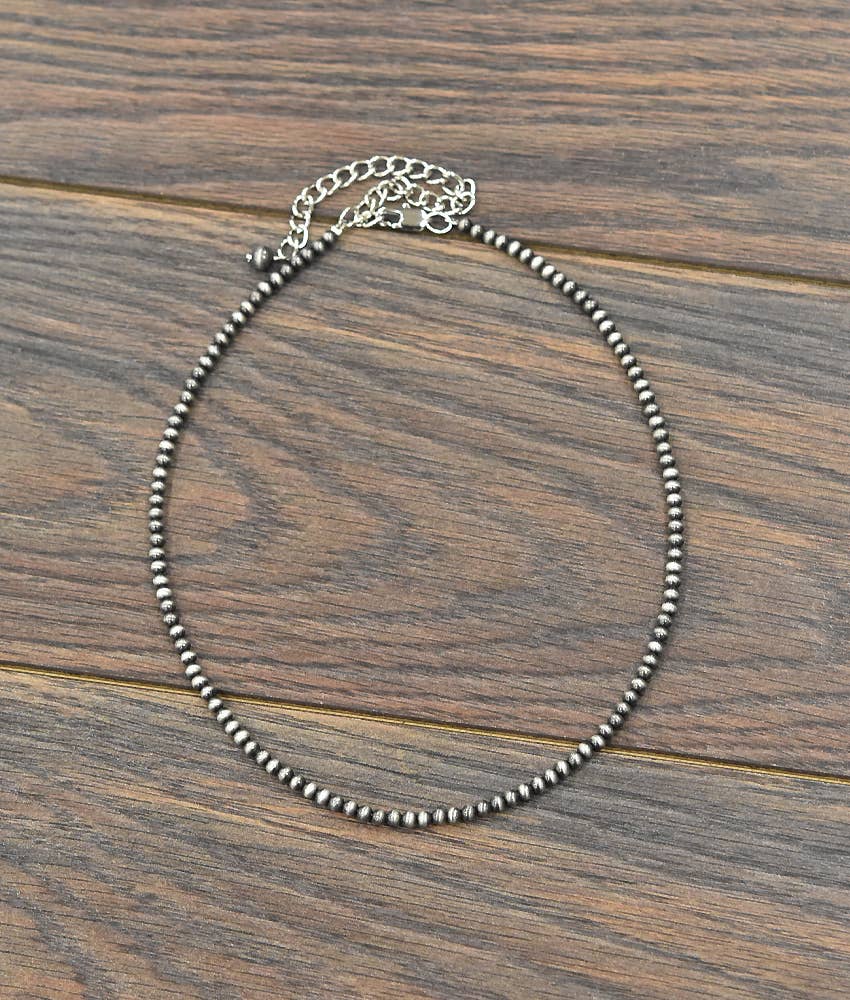733498, Handmade 16" 4mm Navajo Bead Necklace