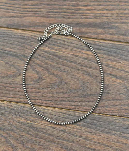 733498, Handmade 16" 4mm Navajo Bead Necklace