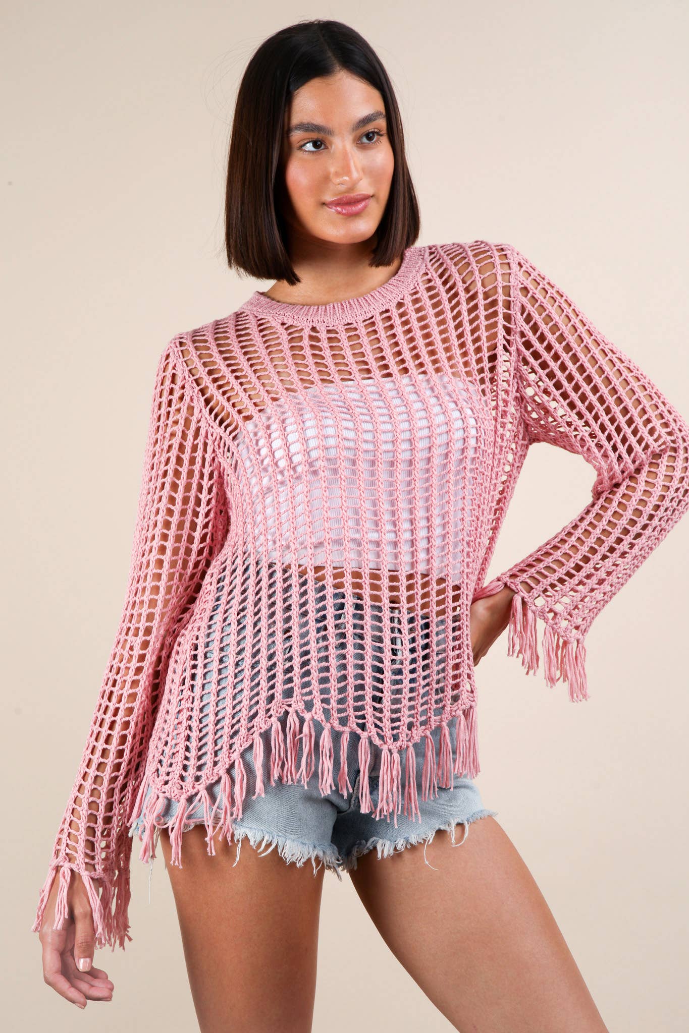 Oversized Net Summer Crochet Knit Sweater Top