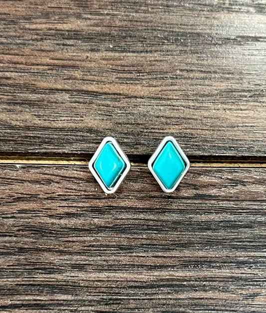 Diamond Turquoise Stud Earrings