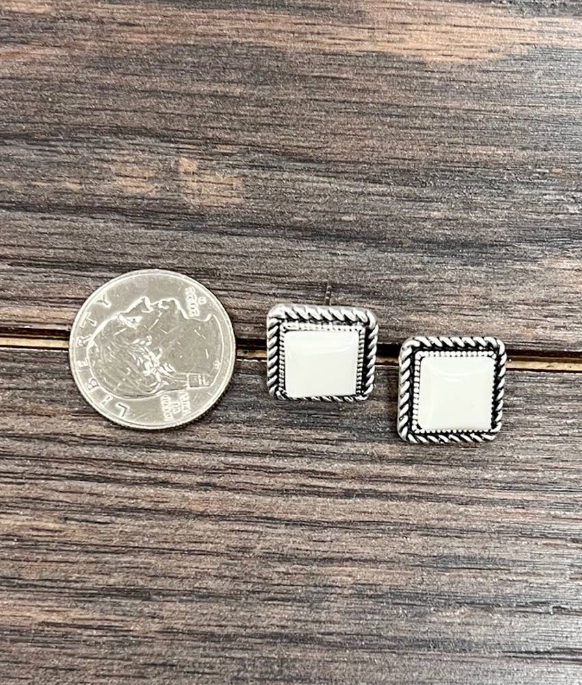 Square Turquoise Stud Earrings
