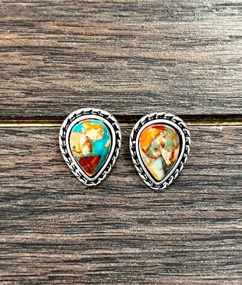 Drop Gemstone Stud Earrings