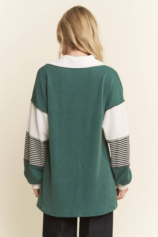 COLOR BLOCK COLLAR URBAN RIB TOP