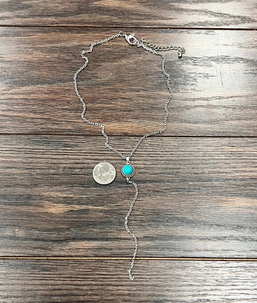 738939, Handmade Round Turquoise Y-Necklace